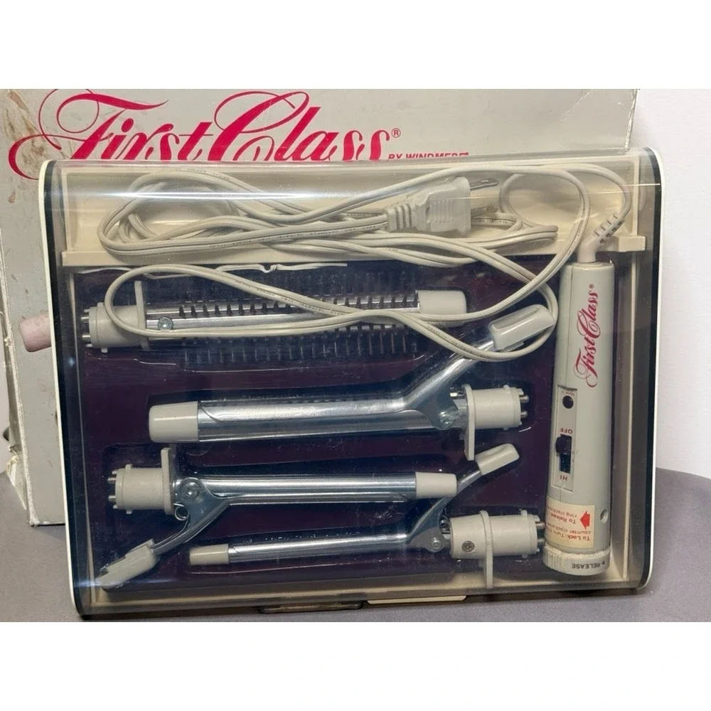 Vtg First Class by Windmere Hair STYLING SYSTEM Curling Iron 4 Barrels Case‎
